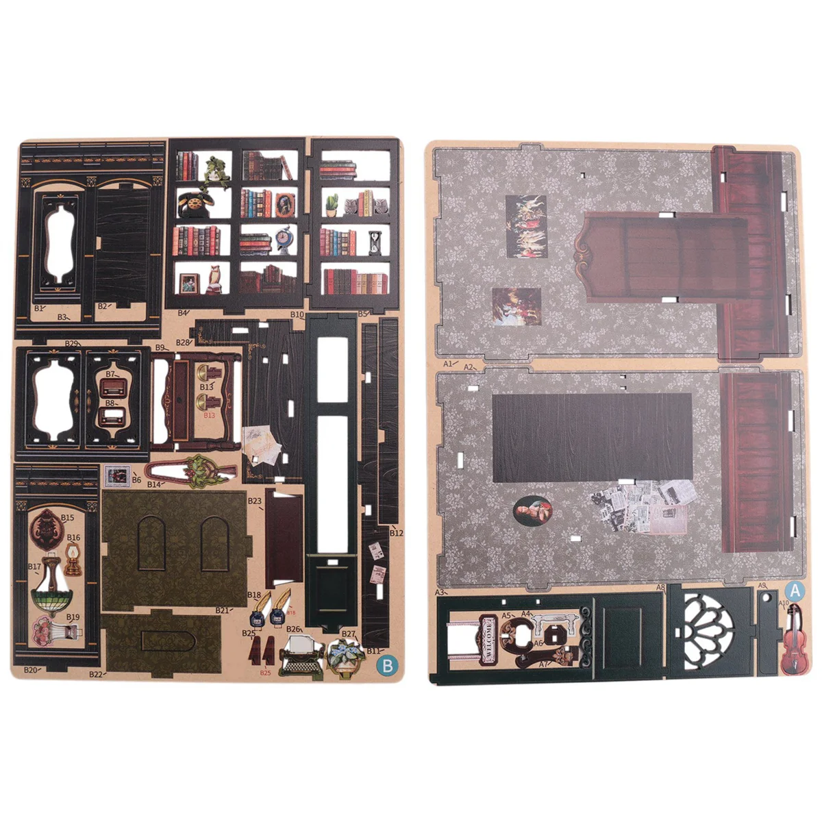 BAAA-Kit de librería de búho de rincón de libros DIY, sujetalibros de rompecabezas de madera 3D para decoración de estantería, con kits de modelos de luz para adultos