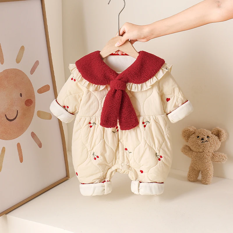 

Warm Fce Lined Cotton Baby Girl Outfit Autumn Winter Clothes Rer Coat Thermal Outerwear Children's Faion Set