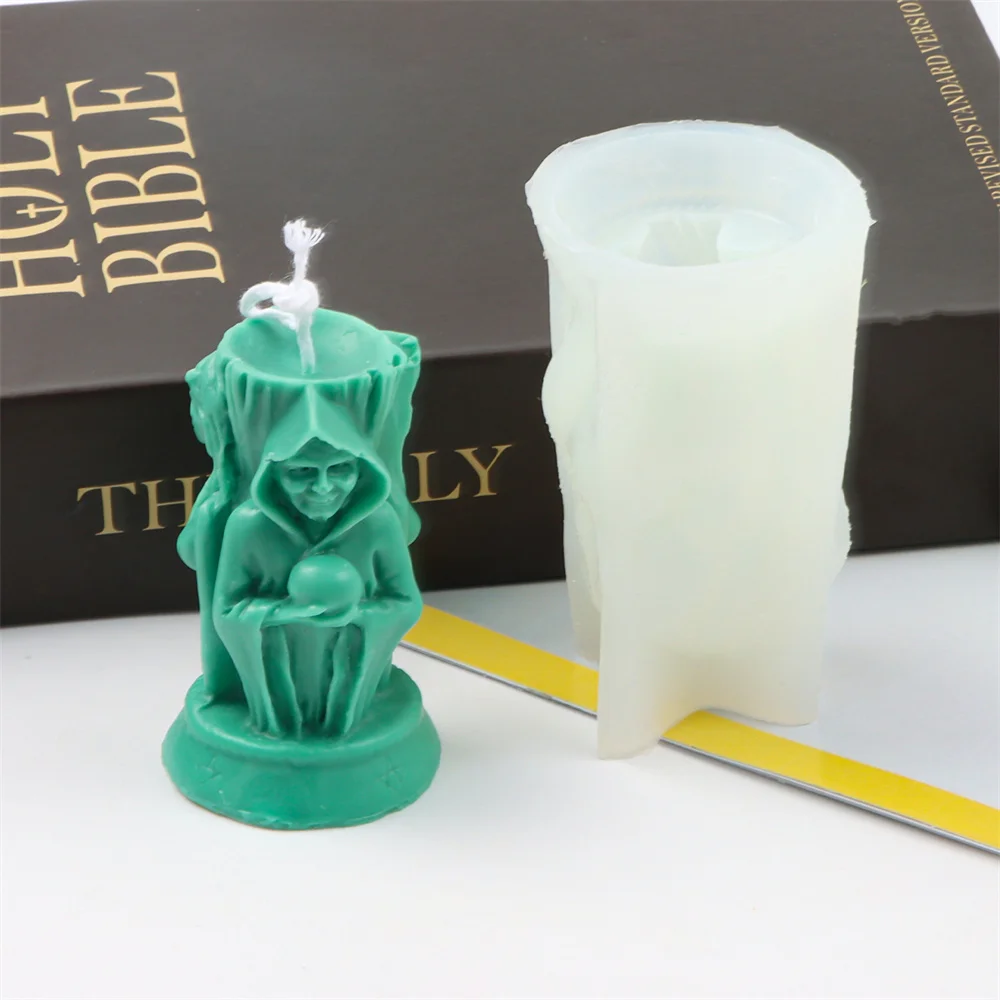 3D Hexe Säule Silikon Kerze Form Ostern Thema Gips Ton Harz Epoxy Form Perfekt für Wachs Schmelzen Gips Werkzeug Halloween Dekor