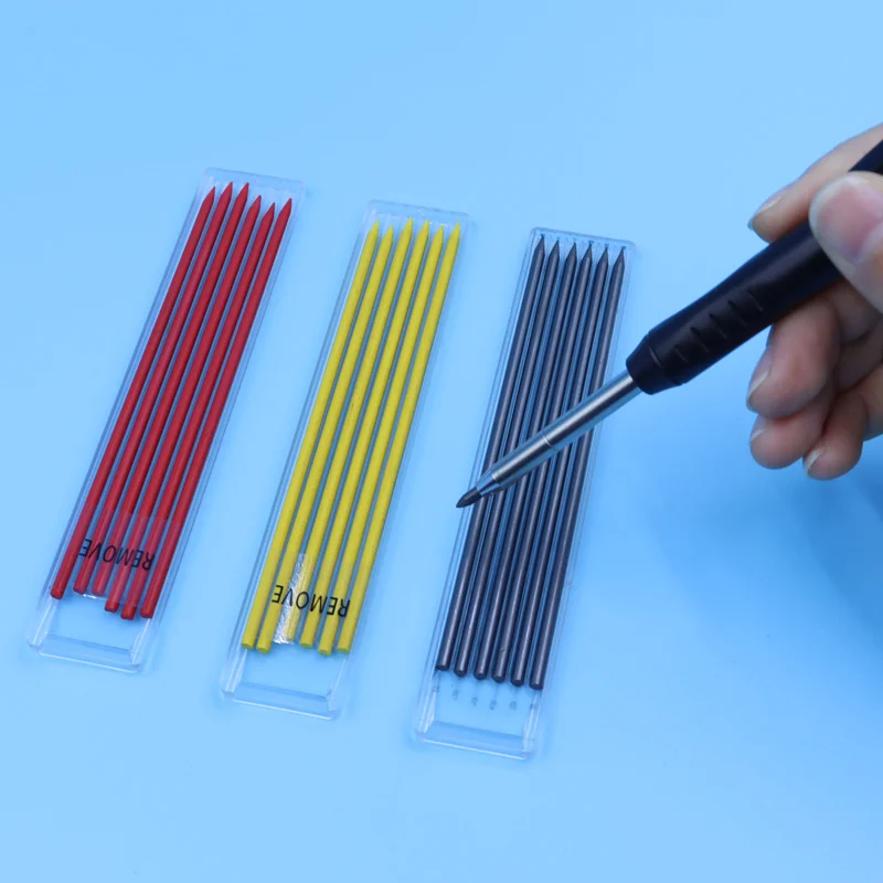 Imagem -06 - Carpenter Pencils Black Red Yellow Leads Construction For Cement Wood Metal 2.8 Mechanical Automatic Pencil Retractable Refill