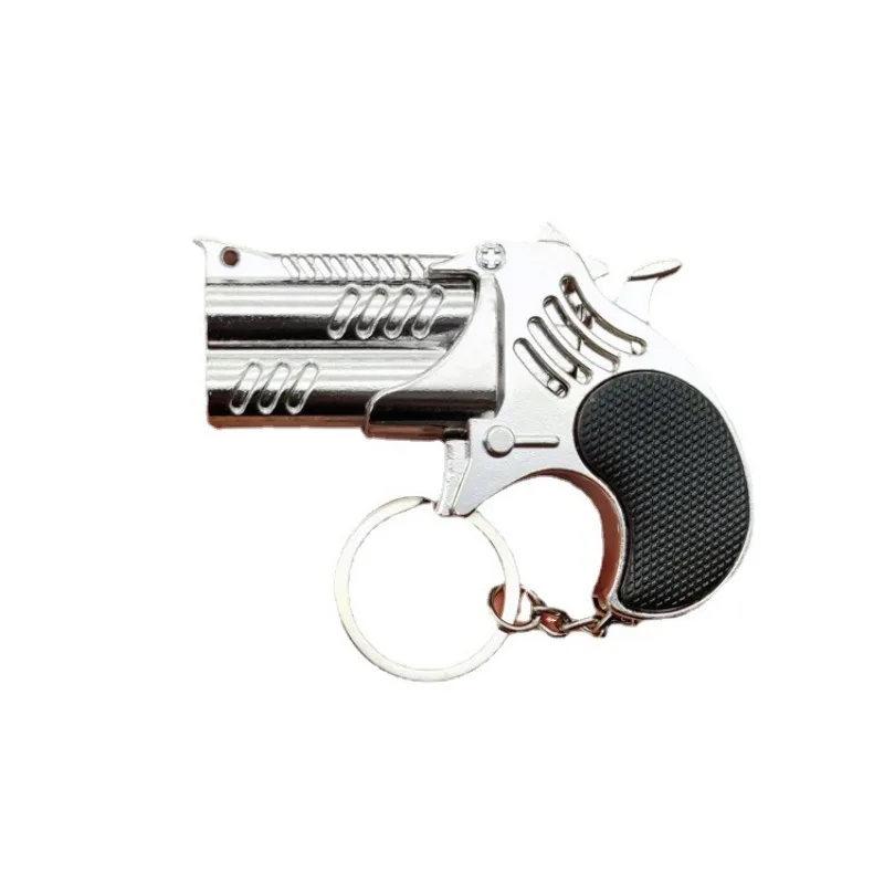 1Pcs Mini Keychain Metal Rubber Band Gun Game Toy Gun Launcher Children's Simulation Pistol Toys Gifts Pendent