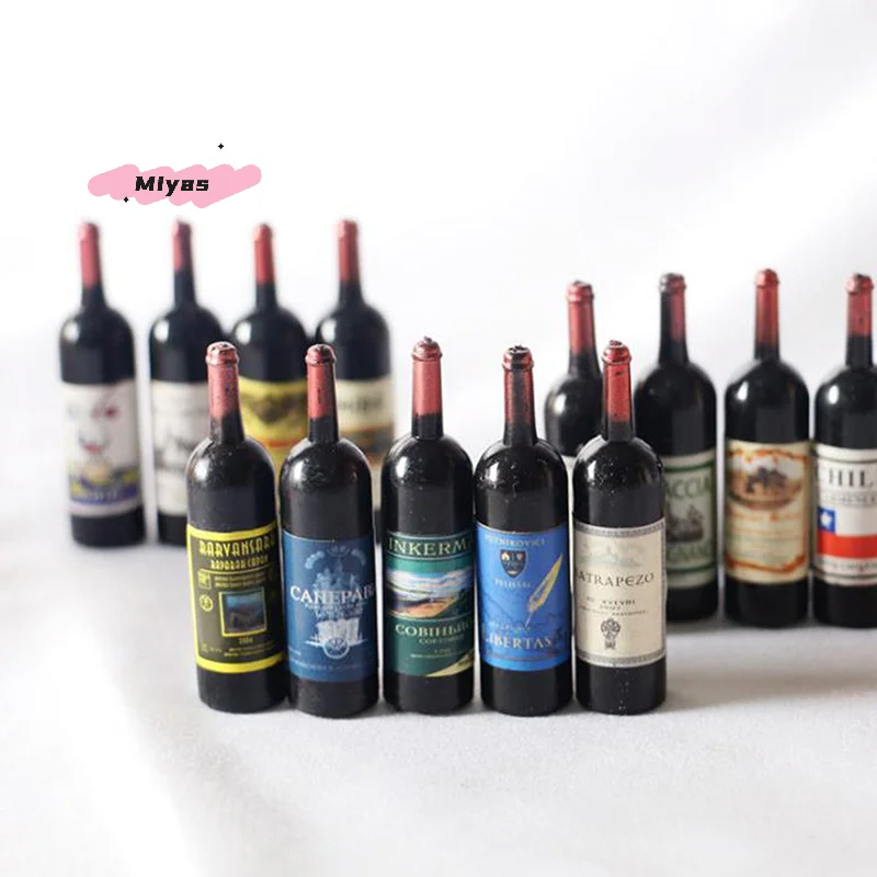 5Pcs Dollhouse Miniature Wine Bottle Simulation Accessories for Decoration 1/12 Scale Collectible Items for Home Decor