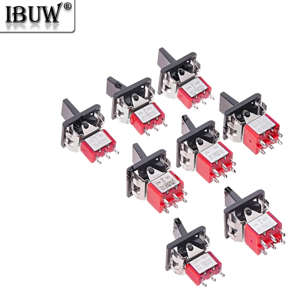 1PCS 3P/6P 5A/125VAC SH T80-R Series Mini Paddle Toggle Switch Square Snap-in Panel Mount ON-ON/ON-OFF-ON  5A 3PIN/6PIN