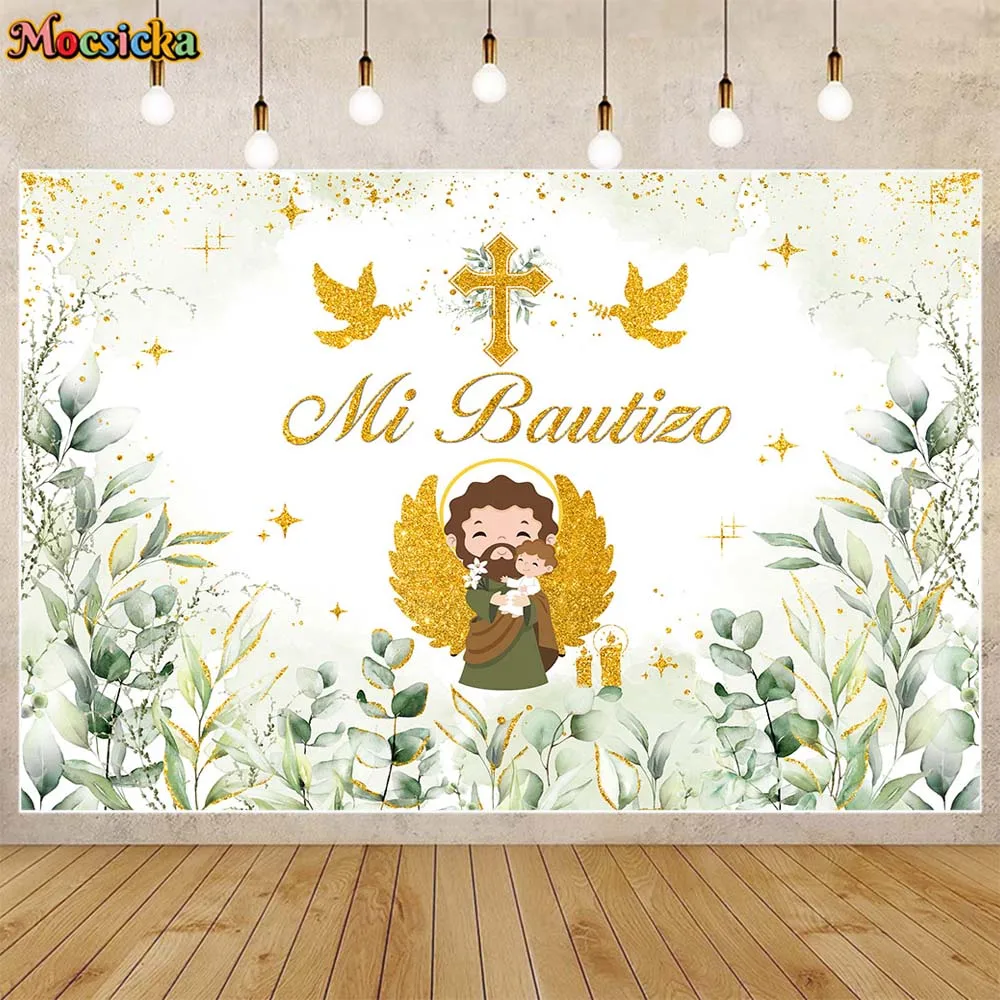 Mi Bautizo Baptism Backdrop Boy Girl Angel Cross Newborn Christening Background Baby First Communion Party Decor Banner Customed