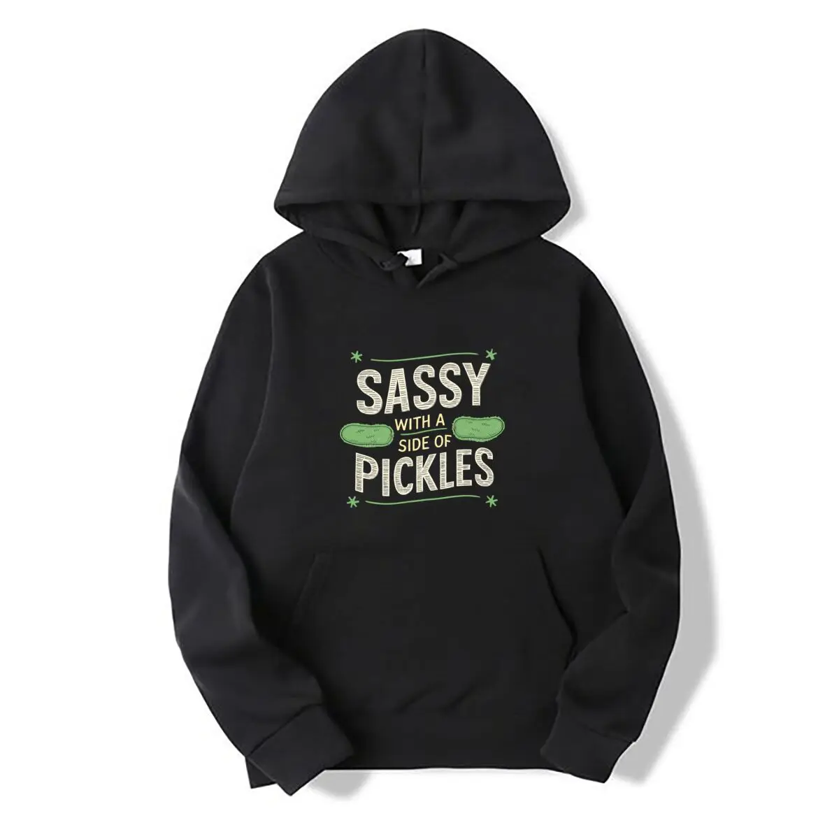Sassy With A Side Of Pickles Food Graphic Autumn and winter new men's and women's hooded sweatshirts