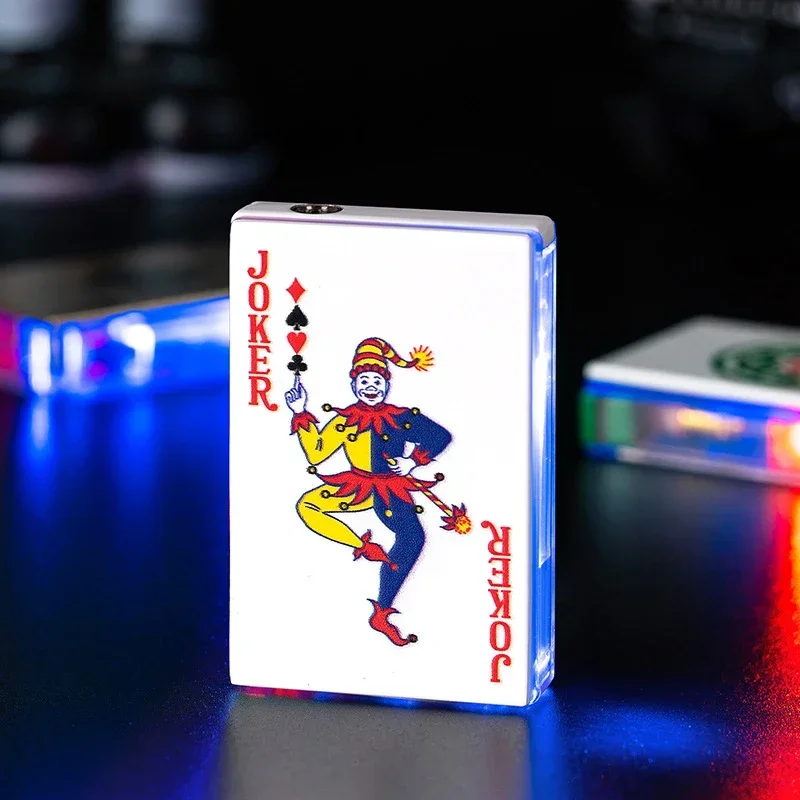 Playing Card Lighter Luminous Poker Lighter Metal Outdoor Windproof Green Flame Poker Lighter Smoking Accessories Men Gift