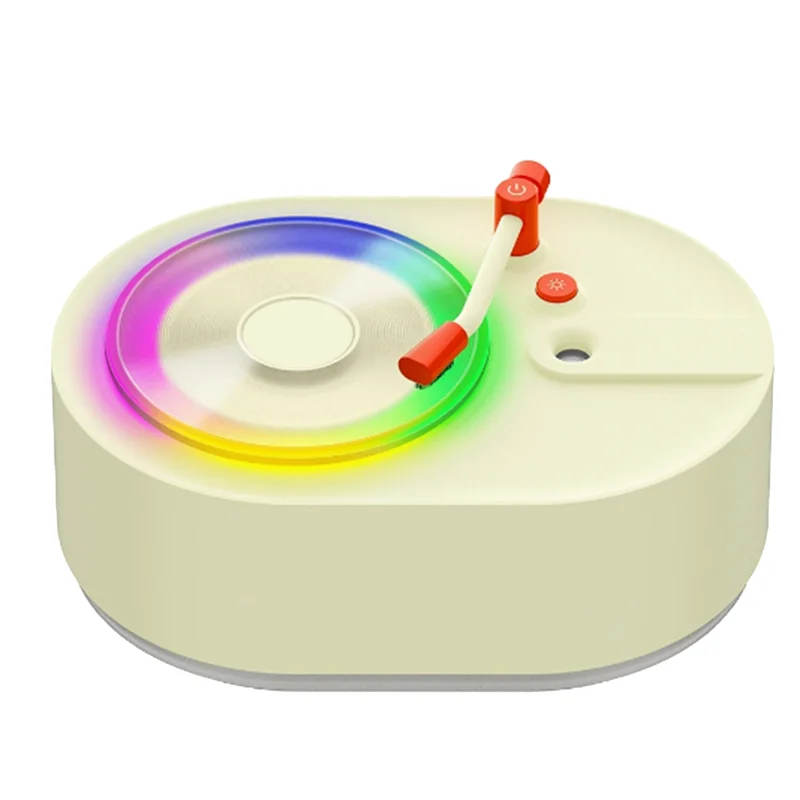 L73A 2025-Mini USB Portable Retro Record Player Cool Mist Air Humidifier Essential Oil Aroma Diffuser With Led