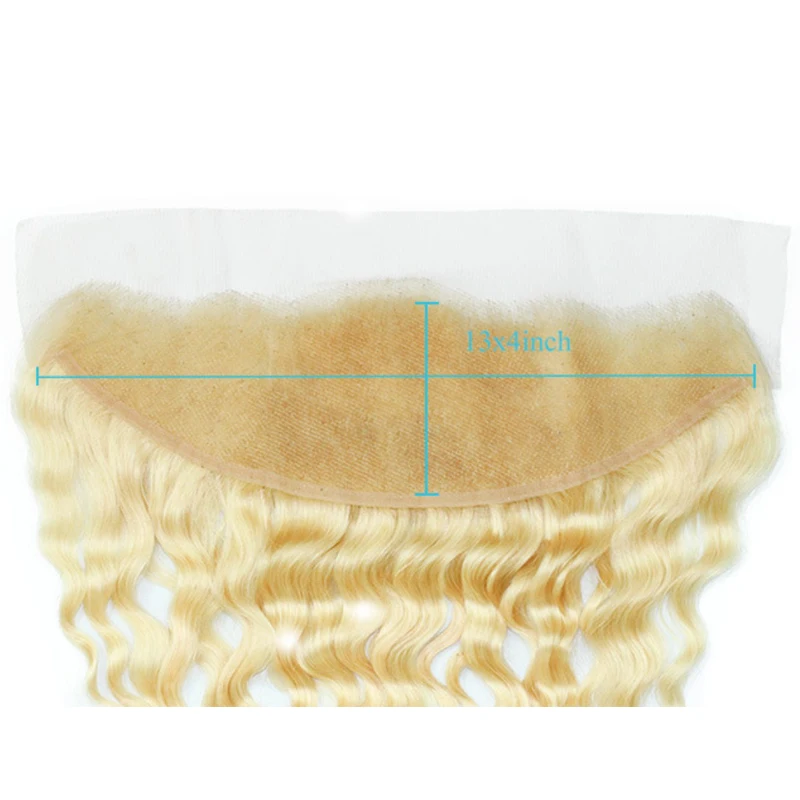 613 Blonde 13x4 Deep Wave Human Hair Lace Frontal Ear To Ear Lace Part Pre-Plucked 150% Density Full End Brazilian Virgin Hair