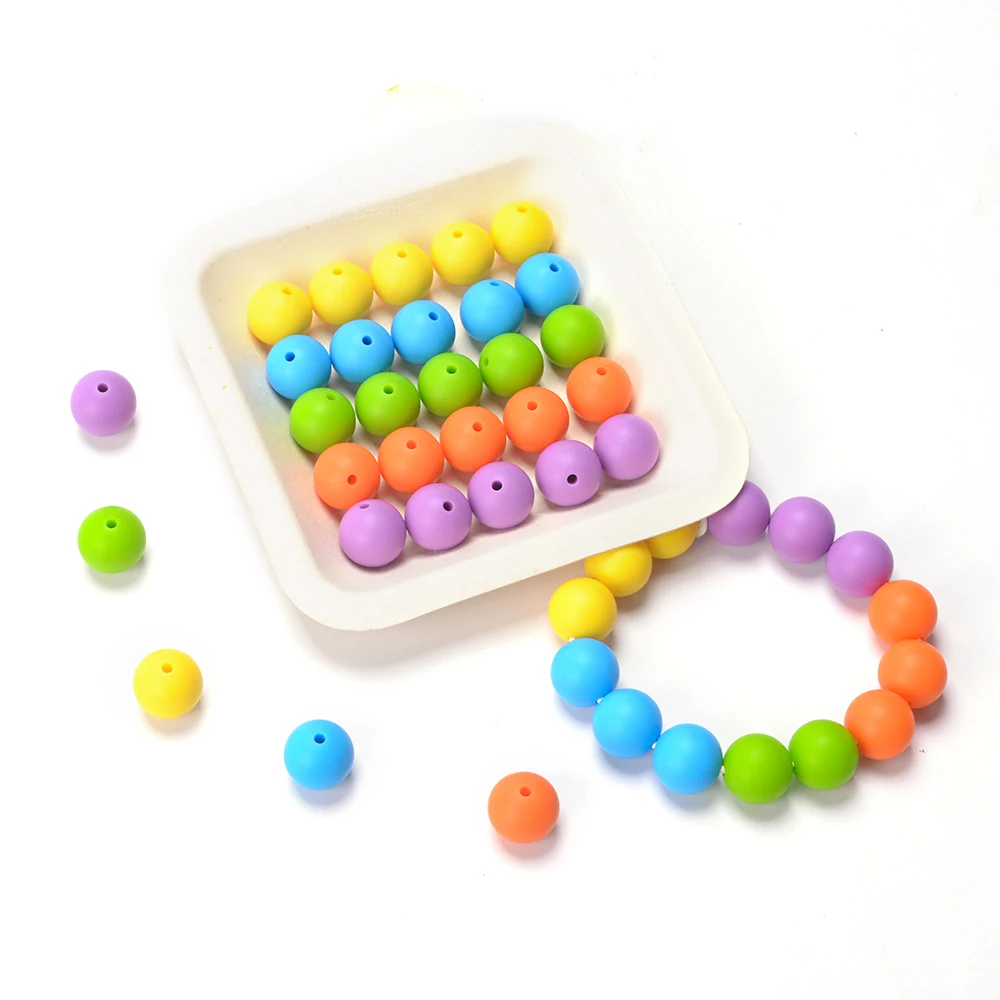 LOFCA 50Pcs/Lot Silicone Bead 9/12/15MM Used In Jewelry Making Necklace Bracelets Keychain Jewelry Accessories