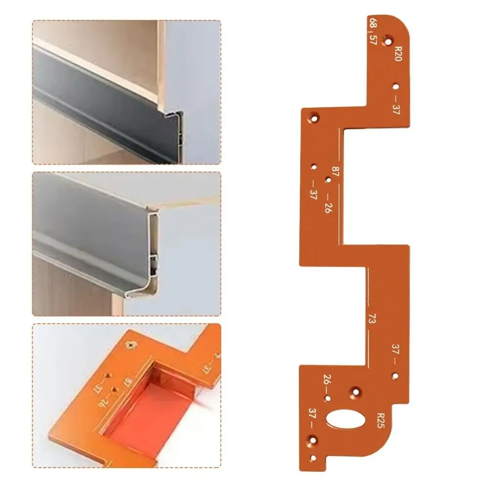 

Адаптация размера Muiti, шаблон с прорезями для двери шкафа, алюминиевый сплав R20/R25, дуговой угол, без ручки, долбежная форма, невидимая