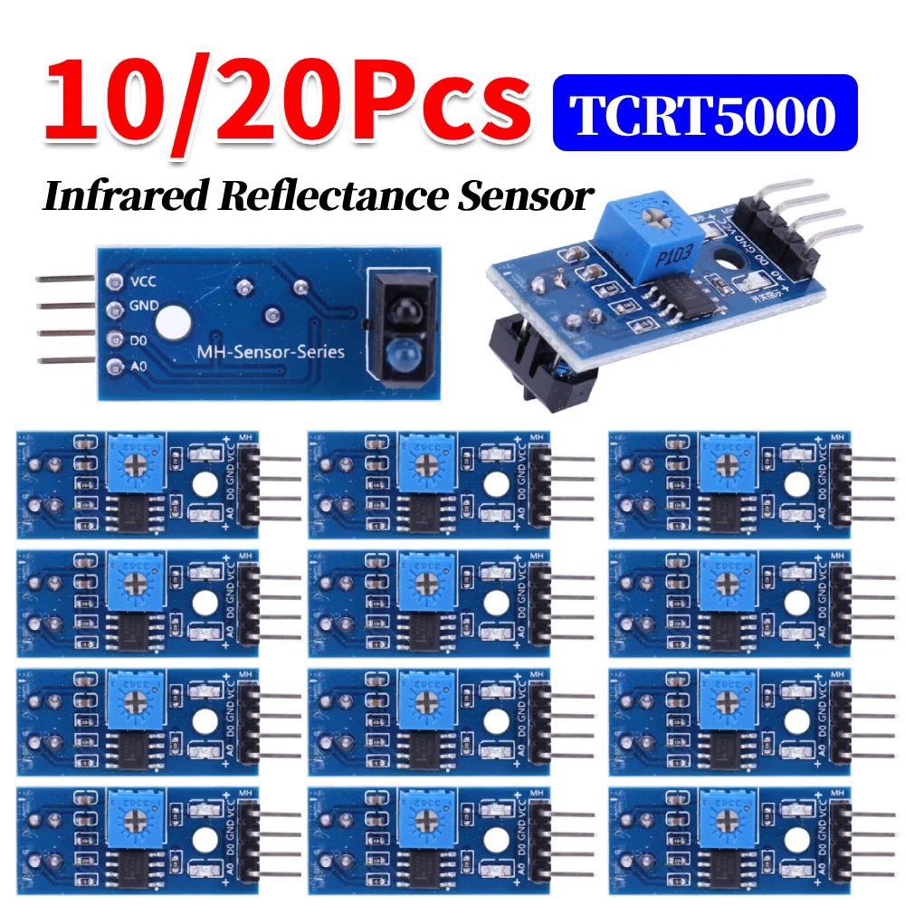 

10/20Pcs TCRT5000 Reflection Infrared Sensor Switch 3.3V-5V Obstacle Avoidance Module IR Infrared Line Track Sensor Module Kit