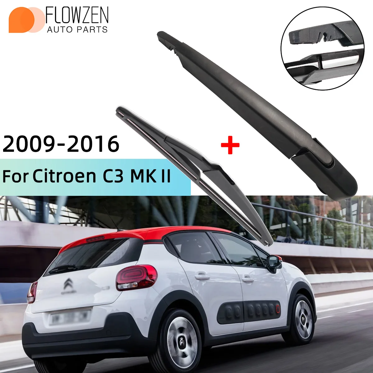 Hinten Scheibenwischerblatt Wischerarm Kit Für Citroen C3 MKII 2009--2016 Windschutzscheibe Scheibenwischer Bürsten Reinigung Zubehör