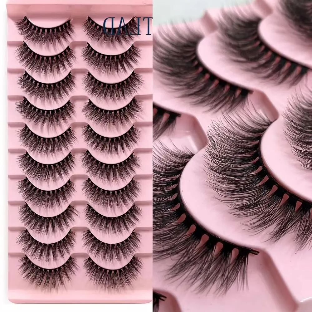 Novo 10 pares 100% real falso vison cílios 3d natural cílios postiços 3d vison cílios macio extensão maquiagem kit cilios h13