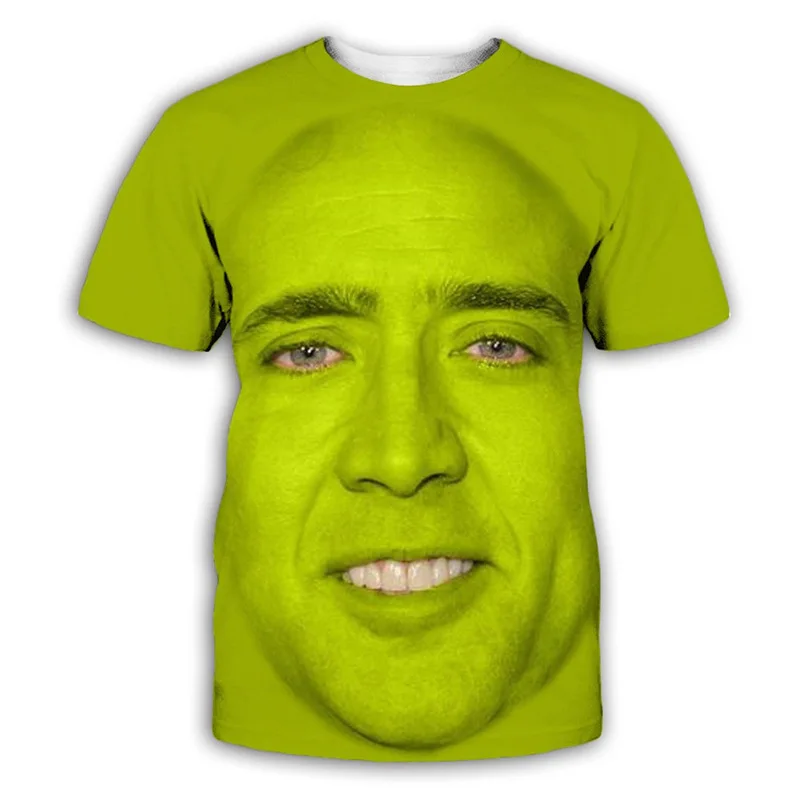 Funny Actor Nicolas Cage 3D Print T-shirt Men Woman O-Neck Short Sleeve T Shirts Streetwear Oversized Harajuku Kids Tees Tops