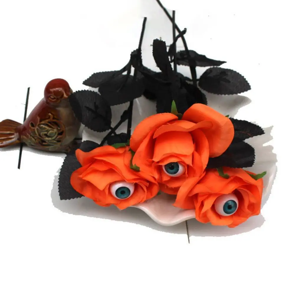 Funny With Eyeball Halloween Eyeball Rose Simulation Exquisite Eyeball Fake Flower Handmade Artificial Black Rose Wedding