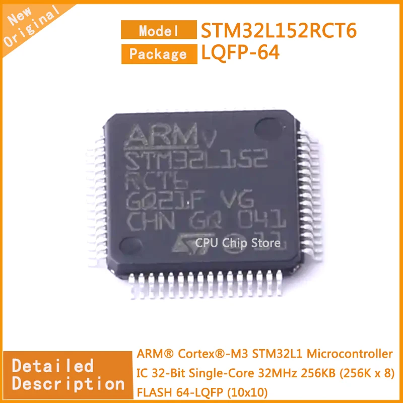 5Pcs/Lot New Original STM32L152RCT6  STM32L152 Microcontroller IC 32-Bit Single-Core 32MHz 256KB (256K x 8) FLASH 64-LQFP