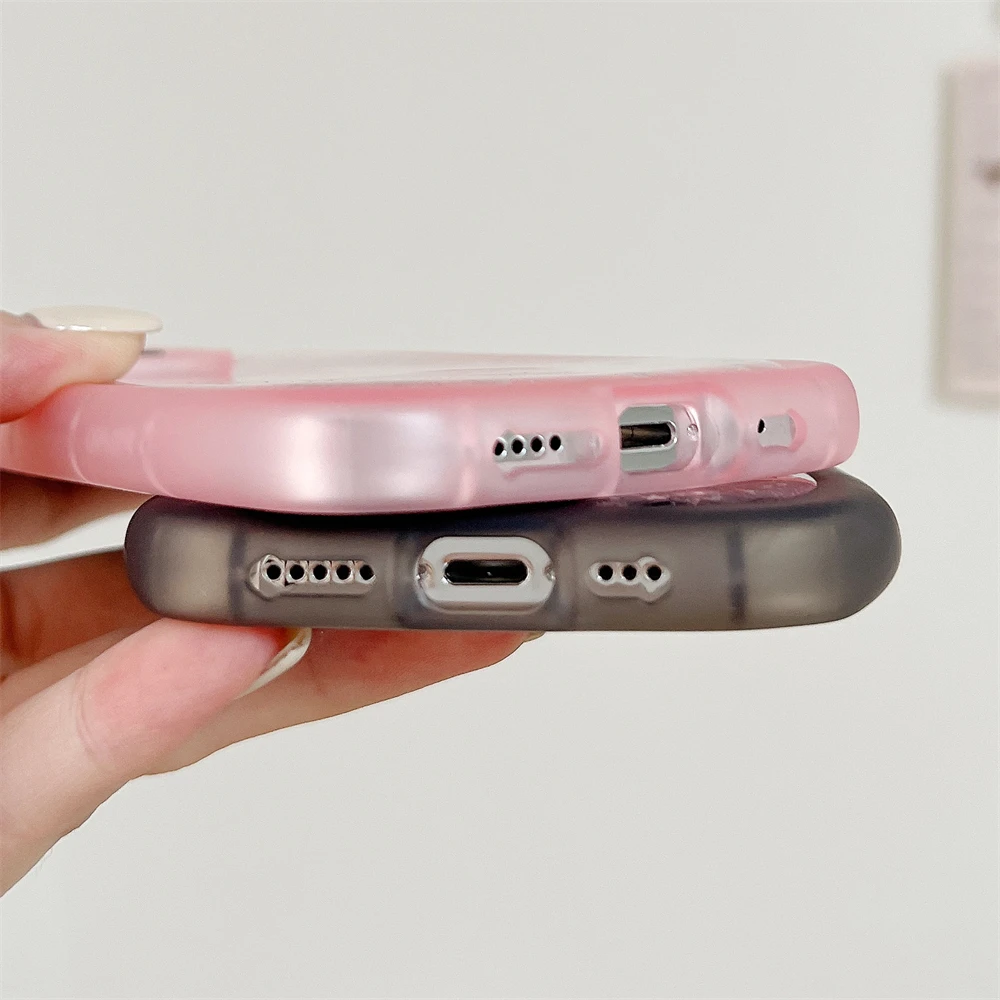 Cute Cartoon Glitter Cat Ear Case For iPhone 14 15 Plus 12 11 13 Pro Max Luxury Silicone Glue Drip Transparent  Pear Back Cover - Image 5