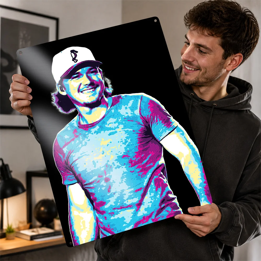 Morgan Wallen Pop Art Portrait 3D Texture Metal Poster Customized Wall Art Tin Sign Gift for Mancave Office Decor Room Wand Deko