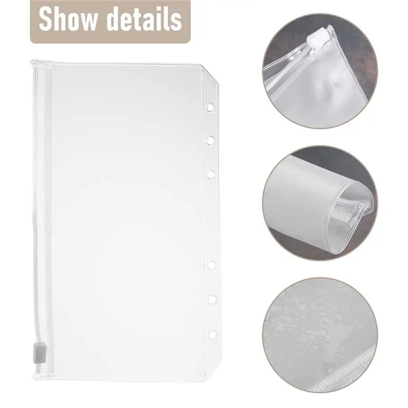 A13E-20 Pcs Cash Envelope 6 Holes Budget Binder Pockets Zipper Folders For A6 Notebook Binder Money Saving Binder Accessories