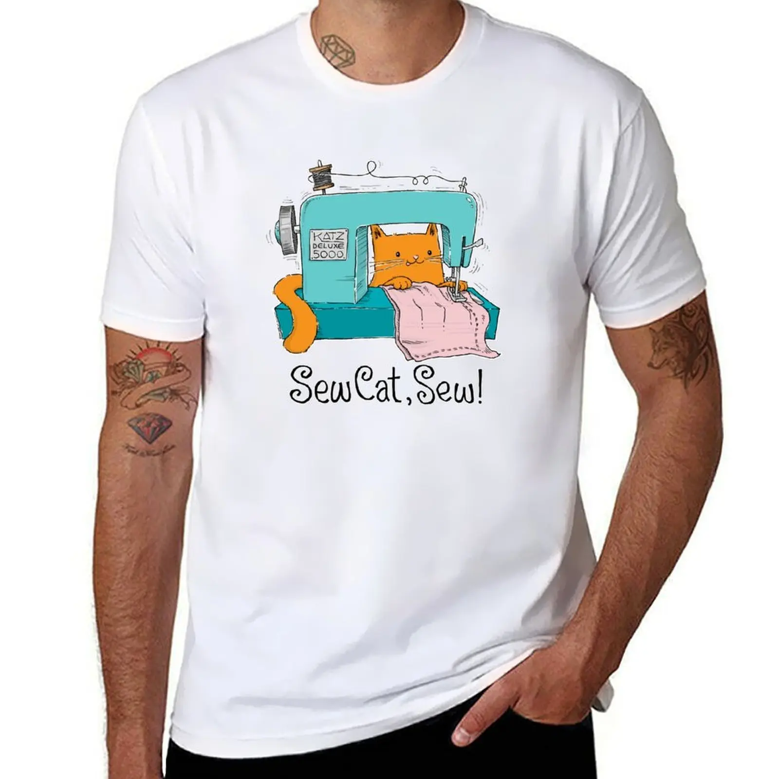 

Sew Cat, Sew! T-Shirt t shirts for man graphic tees cotton tshirt 100% T-Shirt
