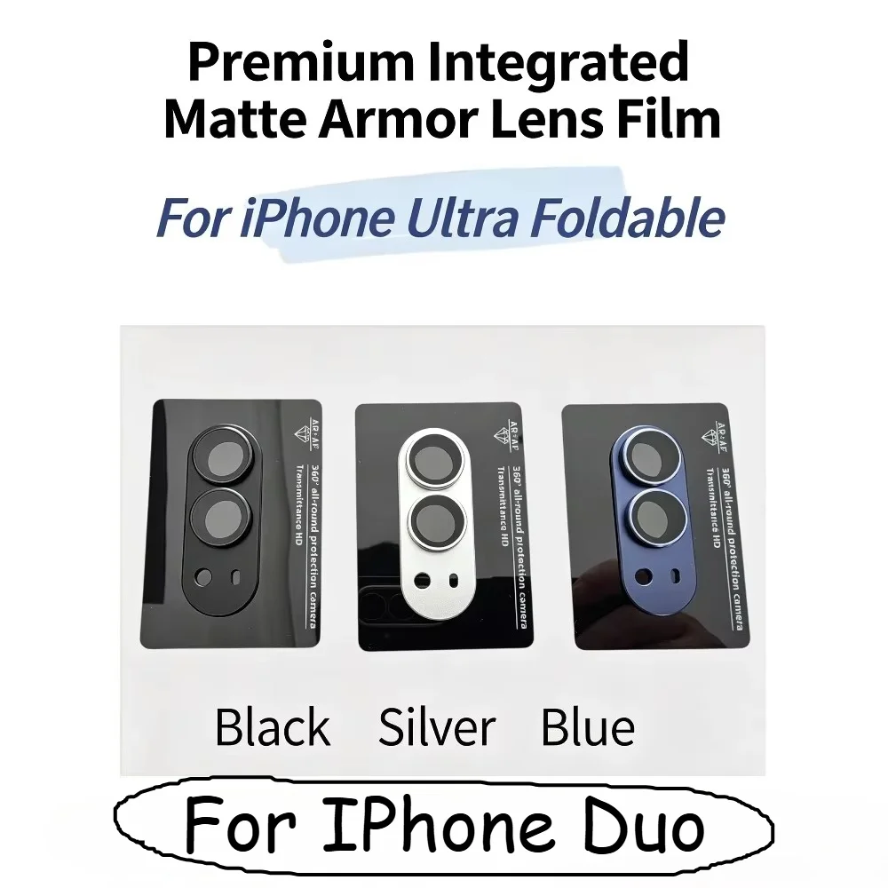 HD Rear Camera Lens Protectors Cap for IPhone Duo Ultra 18 Fold Matte Alloy Metal Armor Glass Lens Anti-Scratch Films Full Cover