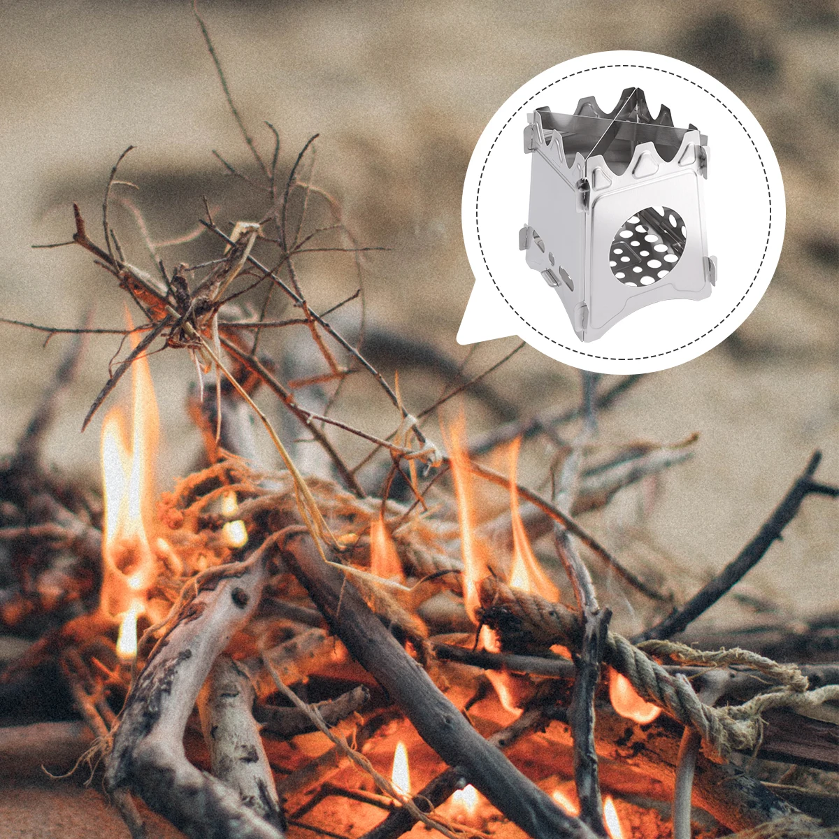

Camping Cookware Portable Folding nace Wood Burning Stove Silver Stainless Steel Outdoor Barbecue