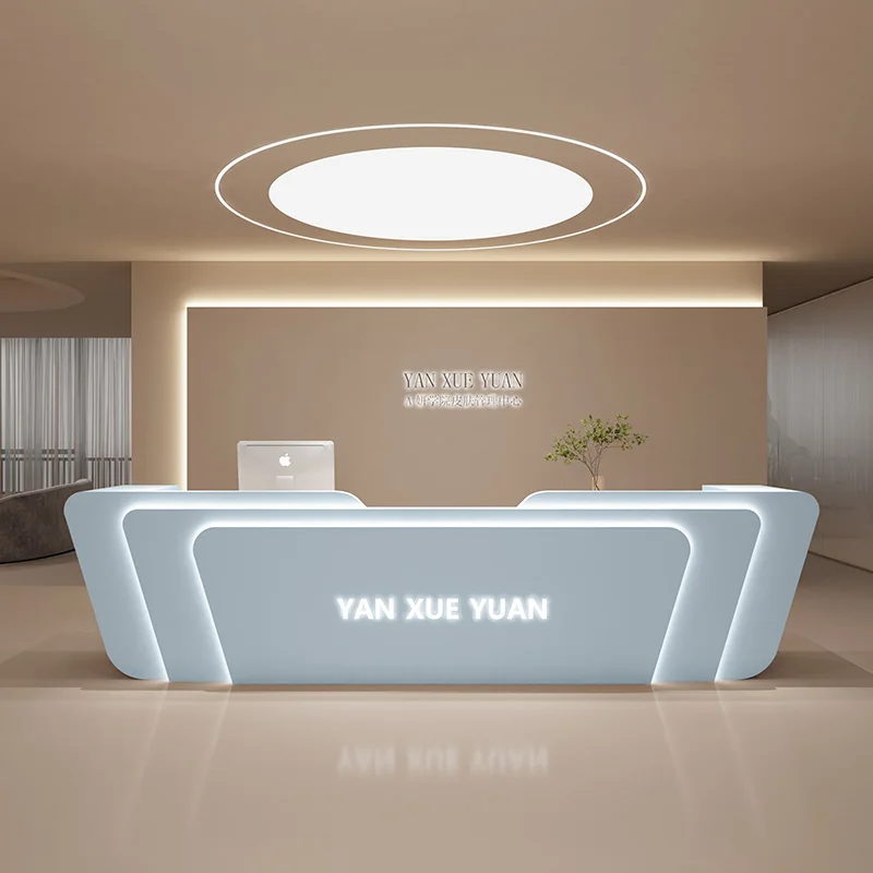 Mostrador de recepción de caja de acero inoxidable, barra Dental de belleza moderna y sencilla, institución de entrenamiento, empresa, muebles Empfangs Theke