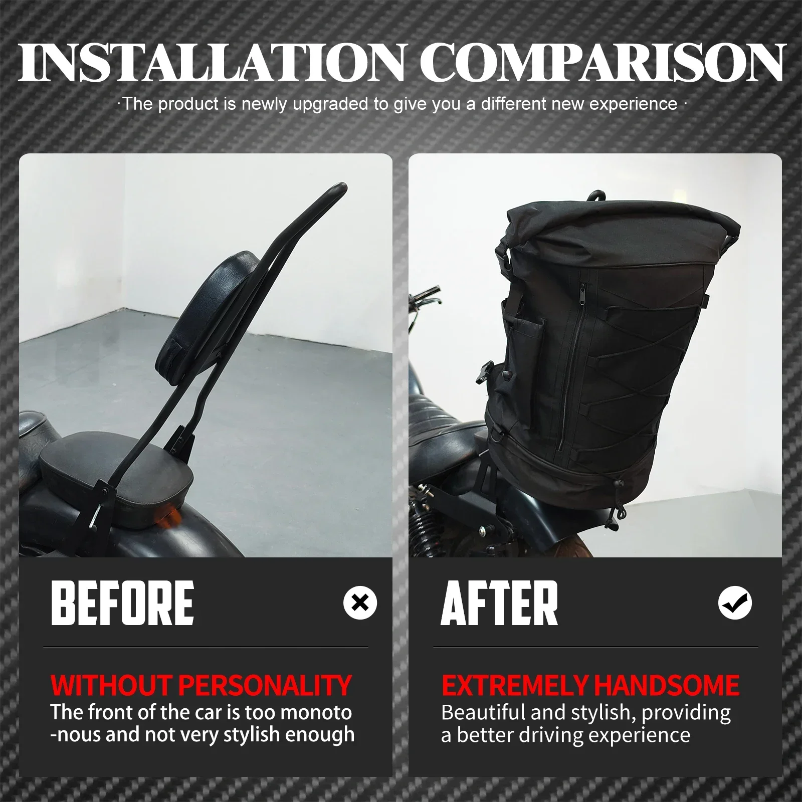 Motorcycle Universal Luggage Backpack Sissy Bar Backrest Bag Tail Rack Bag Multifunction Outdoor Backpack Handbag With Straps
