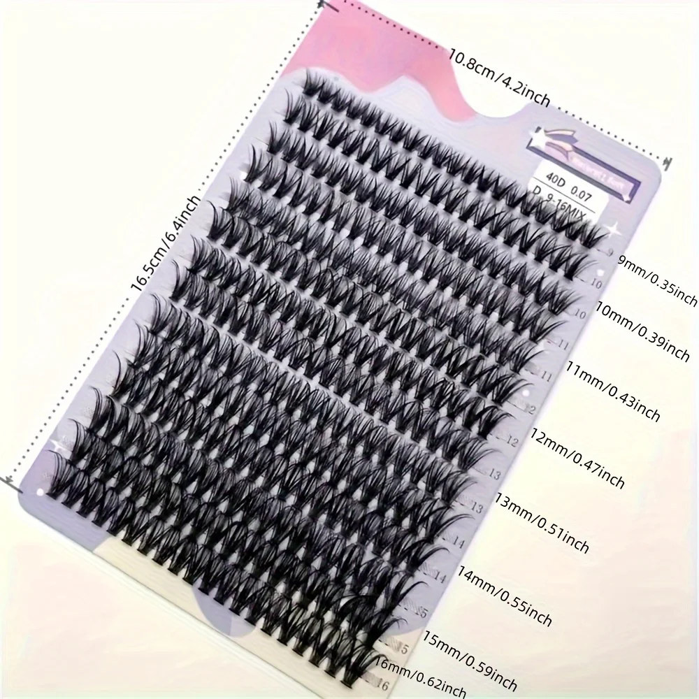 280Pcs Wispy Individual Eyelash Extensions - 40D D Curl Cluster Lashes, 9-16Mm Volume, Hypoallergenic Diy At Home