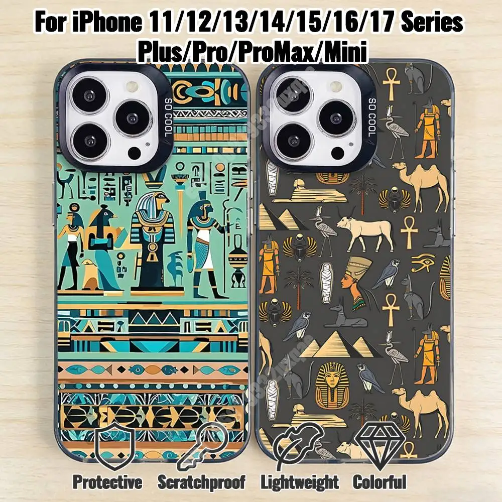 

Mysterious Egyptian Pattern Phone Case for iPhone 17 16 15 Max Mini 14 13 Pro Plus 12 11 X XS Air IMD Cover