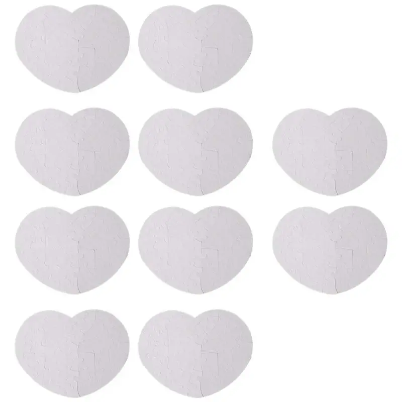 

HHTL 10Pcs/Lot DIY Blank Sublimation Heart Shaped Paper Picture Puzzle Heat Press Transfer Crafts Puzzle Household Products