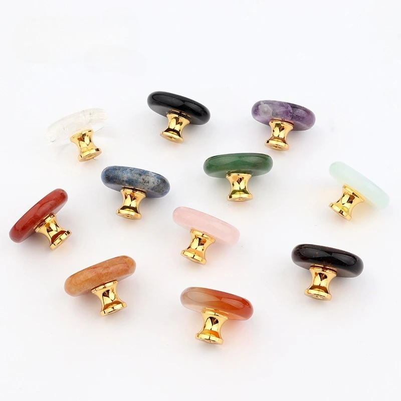 Natural raw stone crystal kitchen cabinet door drawer wardrobe handle small gift jewelry box decorative handle