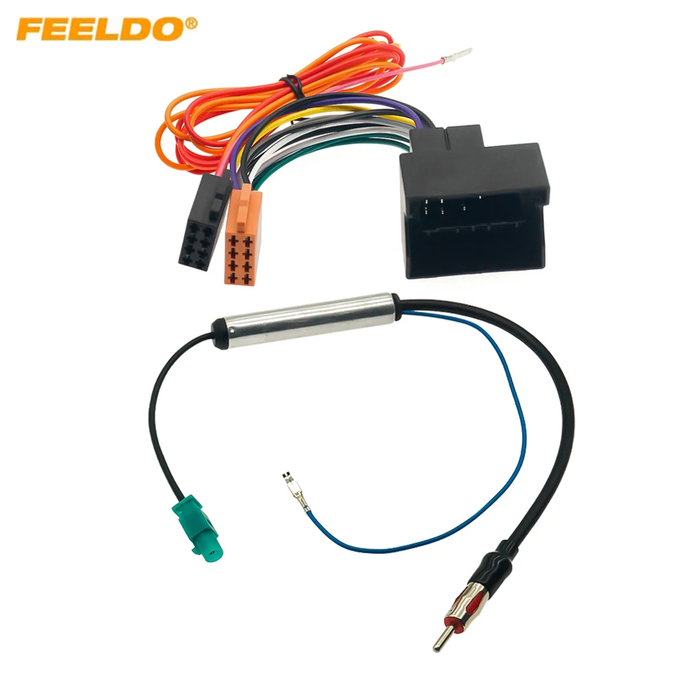 FEELDO ISO & Aerial Radio Harness Adaptor For VW Skoda & Audi With PQ Quadlock