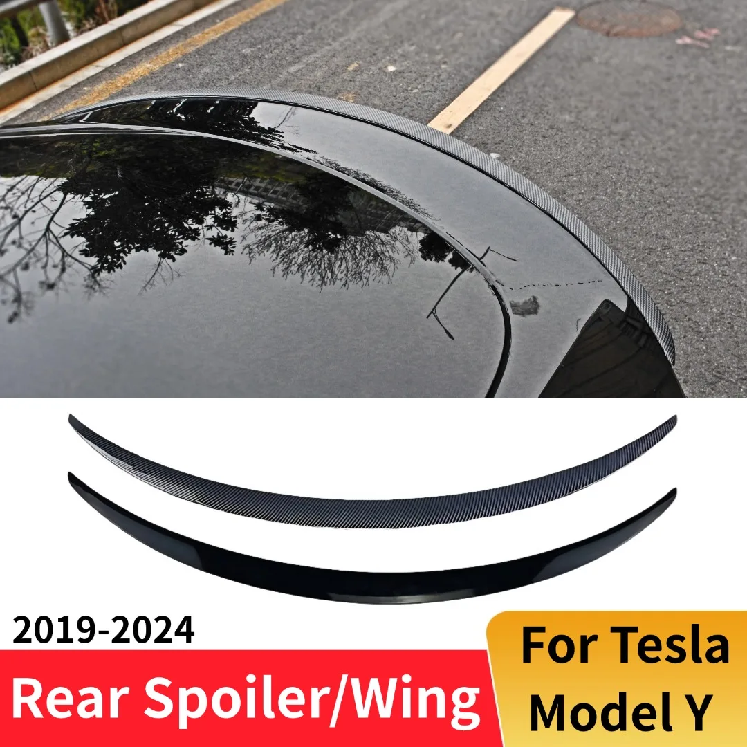 

For Tesla Model Y Carbon Fiber Glossy Black High-performance Style 2019-2024 Rear Racing Spoiler Wing Trunk Lip Tuning Body Kit