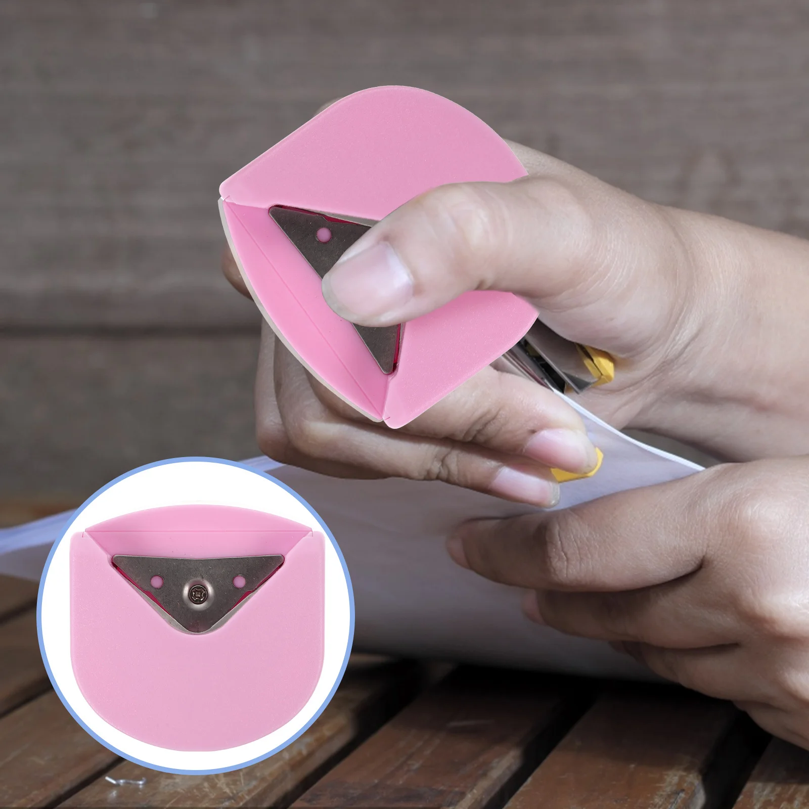 2 قطعة ركن مستدير لكمة الورق مستدير للصور الحرف اليدوية سهلة الحمل تصميم مدمج غطاء مفتوح خالي من النفايات #2