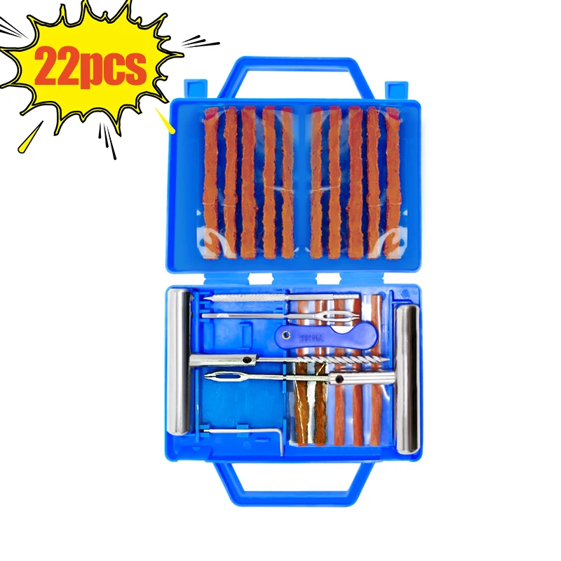 

Car Tire Repair Tool Kit Vacuum Tyre Patches Maintenance Special Tool with Rubber Strips Auto Bike Motorcycle Puncture Plug