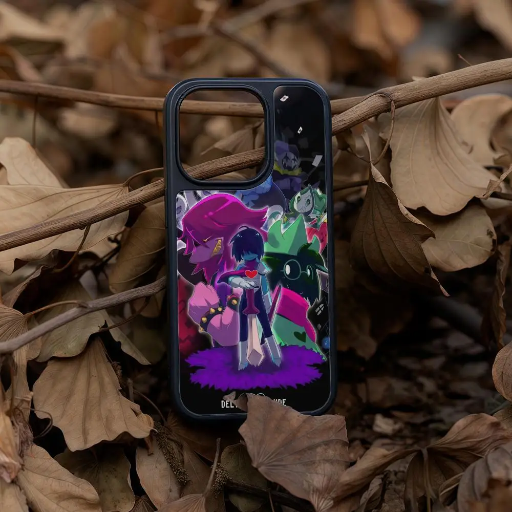 

Hot Game D-Deltarune Phone Case For iPhone 17 16 15 14 13 12 Pro Max Plus Black Frame Acrylic Carbon Fiber Hard Shell