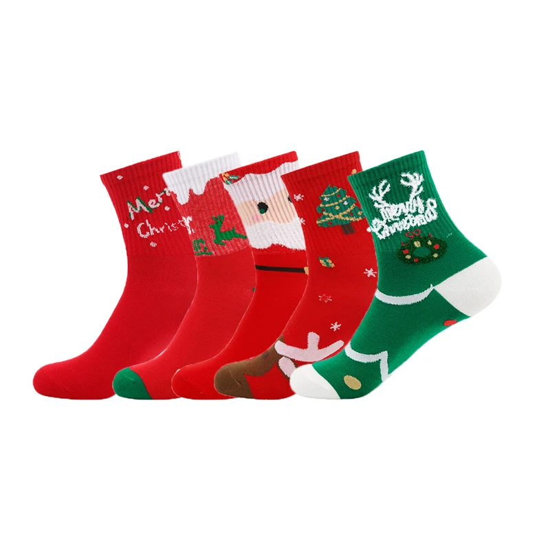 

5Pairs Christmas Socks Ornaments Merry Christmas Cartoon Decorations For Home Christmas Gifts Xmas Happy New Year Supplies