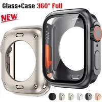 Change To Ultra 360 Full Cover Case for Apple Watch 45mm 44mm Tempered Glass Screen Protector for IWatch Series 10 9 8 7 6 SE 5