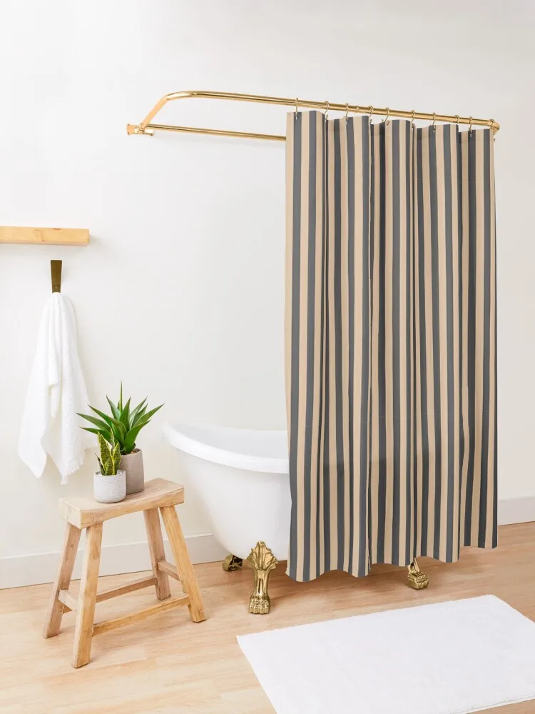 Black And Beige Stripped Pattern Shower Curtain Cover Curtain Waterproof Fabric Shower Curtain