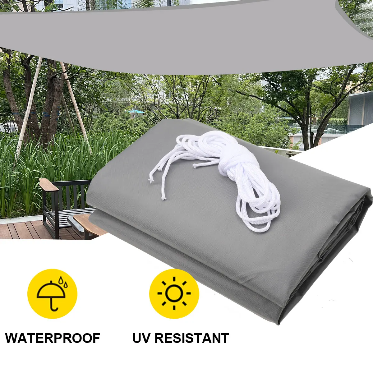 

Waterproof Oxford Gray Shade Sail UV Block Water Resistant Shade Sail Sun Shelter Canopy Outdoor Backyard Awning Garden