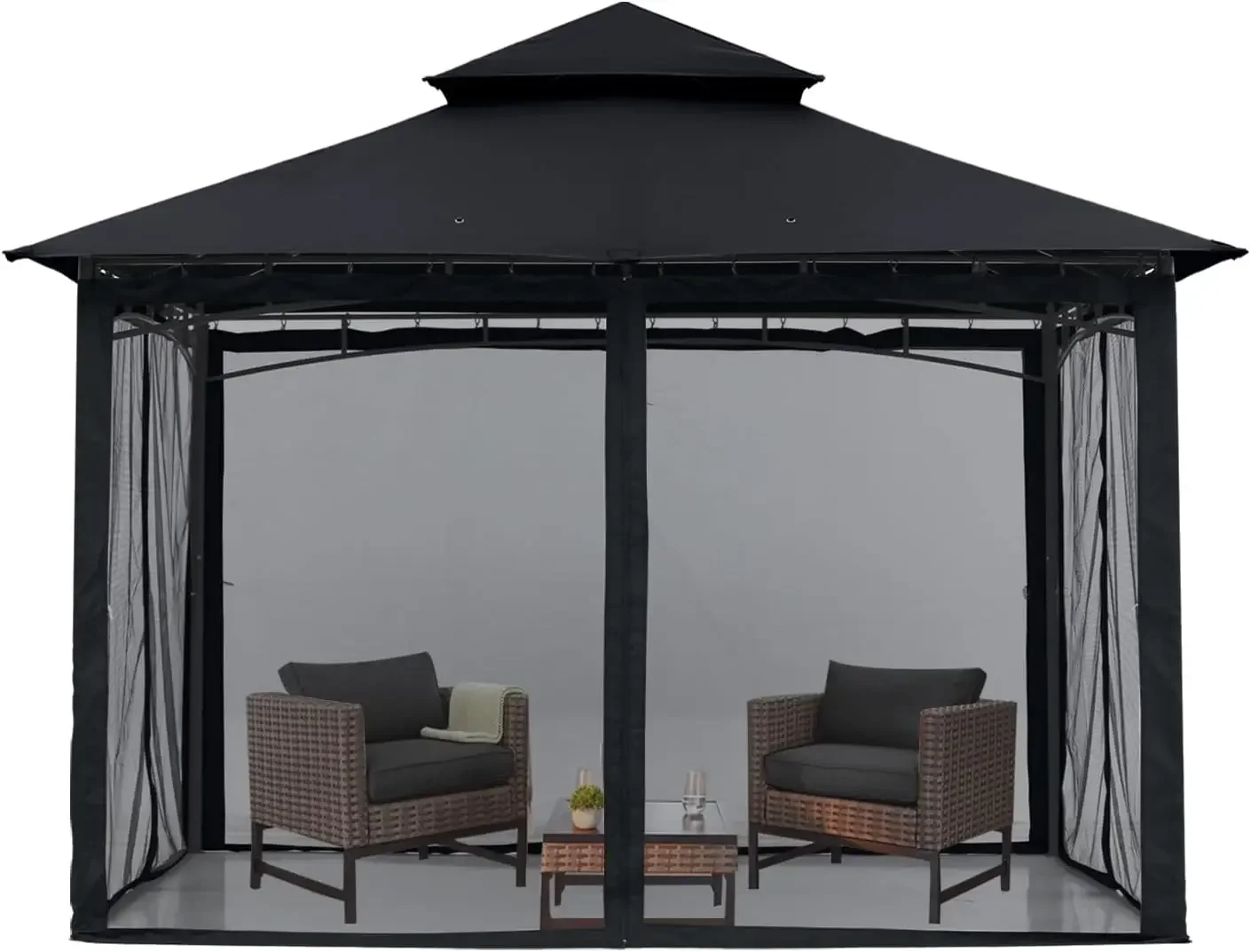 8x8 Outdoor Garden Gazebo for Patios with Stable Steel Frame and Netting Walls