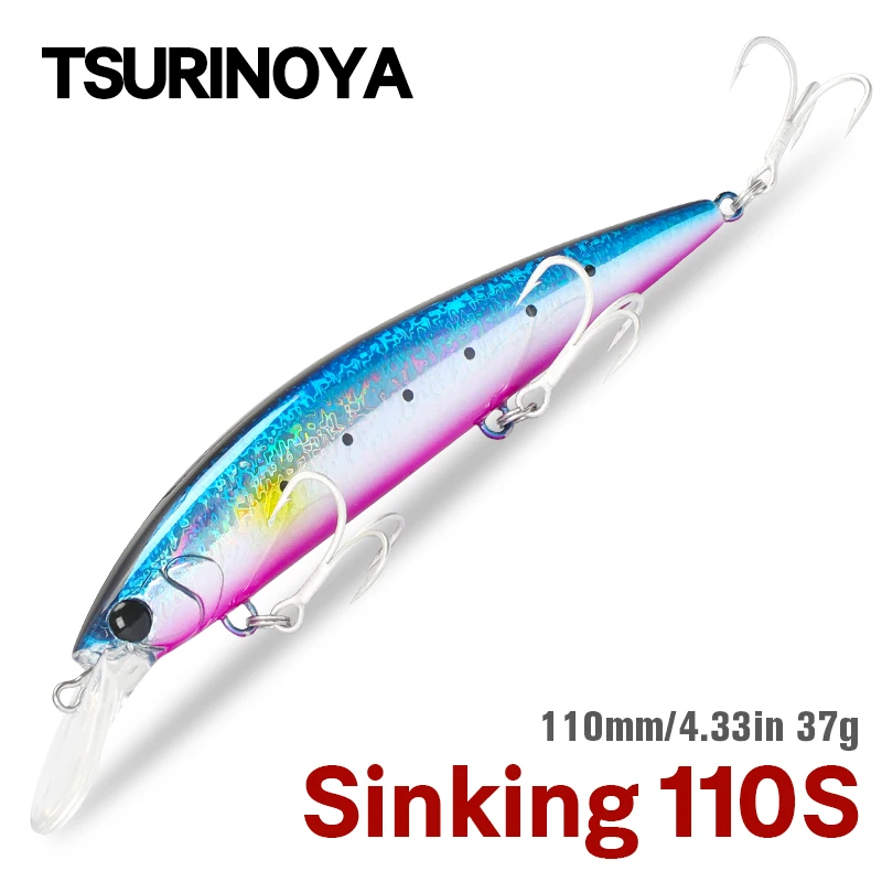 TSURINOYA 110S Jerkbait Minnow 110mm 37g Sinking Wobbler Fishing Lure Longcast Saltwater Sea Bass Plastic Artificial Hard Bait