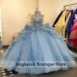 Sky Blue Trendy Sweetheart Quinceanera Dresses for 15 Sleeveless Lace up Tulle vestidos de 15 Quinceañera 2026 Customized