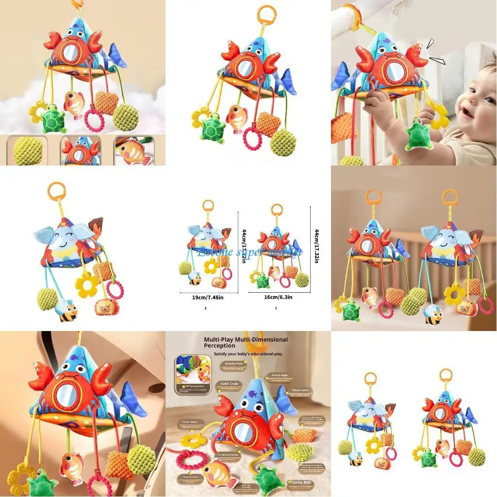 Brinquedo suspenso atividade bebê 090B com detalhe texturizado espelho mordedor para carrinhos berço