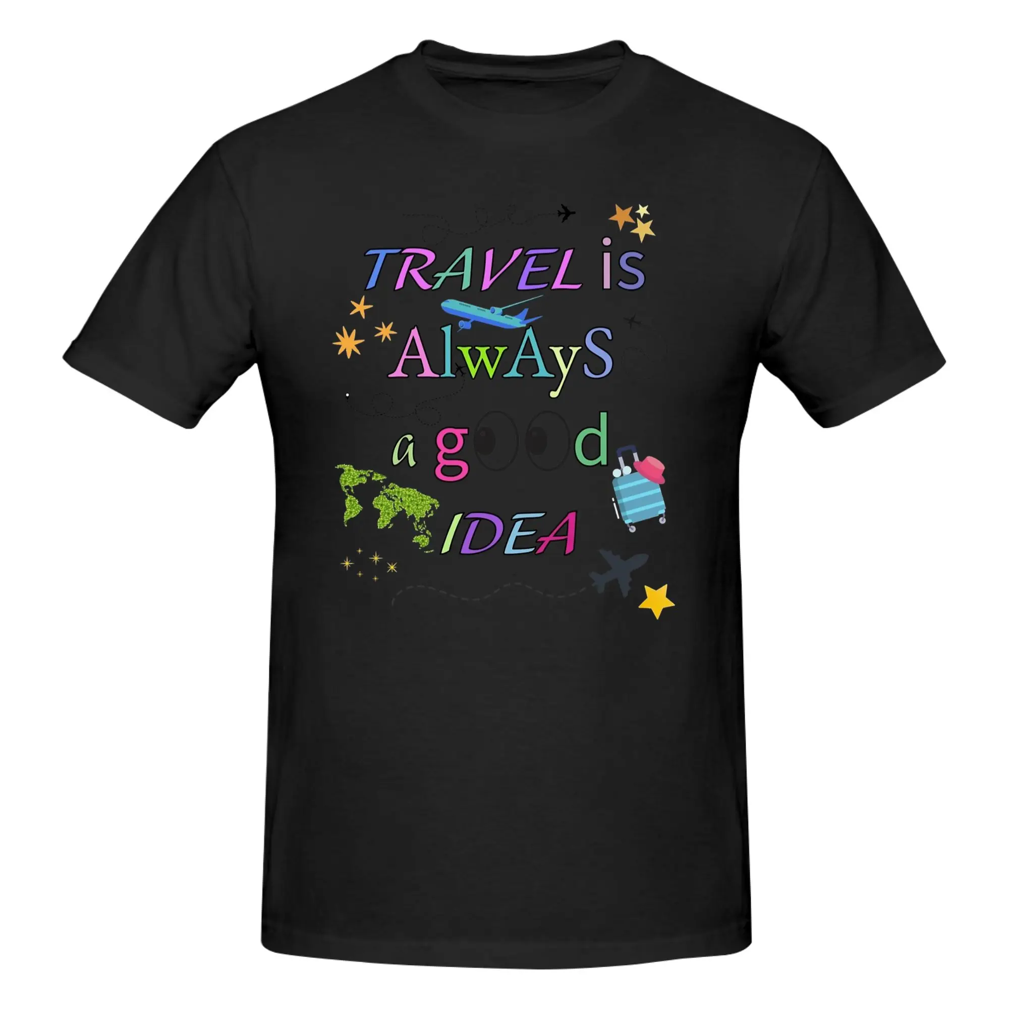 1 Piece Travel Addict Funny 100% Cotton T-Shirt All I Need is Travel Tops Tees For Men