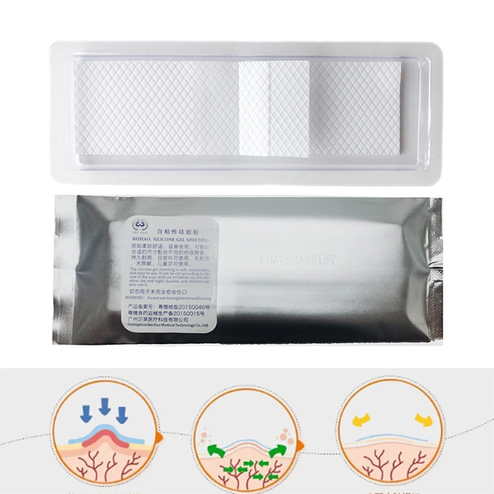 12cmx3.5cm White Removal Cesarean Silicone Scar Away Patch Gel Sheet Wound Marks Skin Scars Therapy Treatment 1PCS