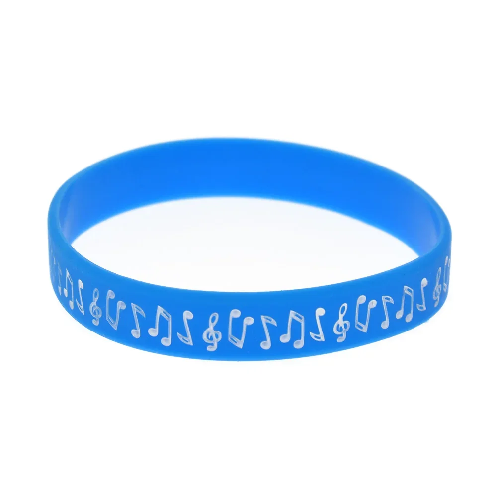 50 Stück Musiknoten-Silikonarmbänder im Punk-Stil für Musikkonzerte, als Geschenk geeignet, Gummiarmreif, 5 Farben. – Detail 5