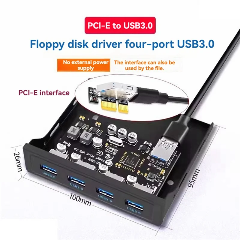 

Новейшая передняя панель USB, 4 порта USB 3.0, 5 Гбит/с, концентратор PCIE-USB3.0 для отсека для дисковода для настольных ПК