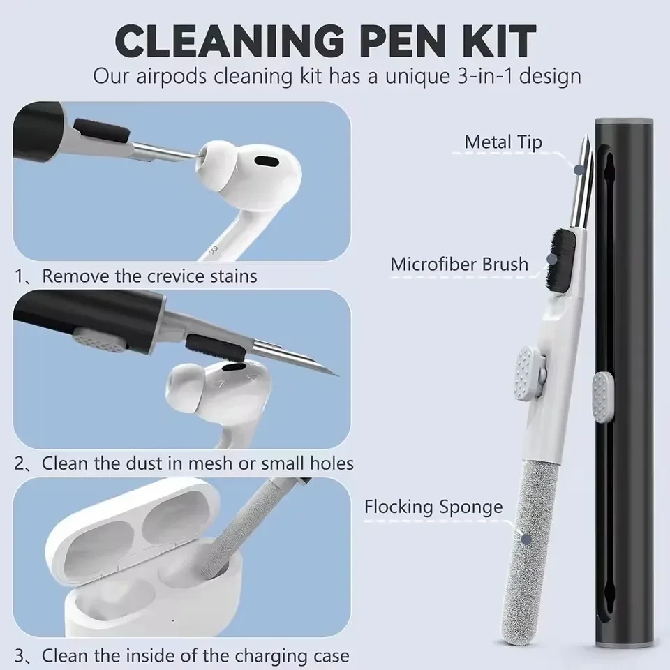 حافظة لهاتف Airpods pro 2 مع مجموعة أقلام منظفة حافظة واقية من السيليكون الناعم لهاتف Apple Airpods pro 2nd/1st الجيل